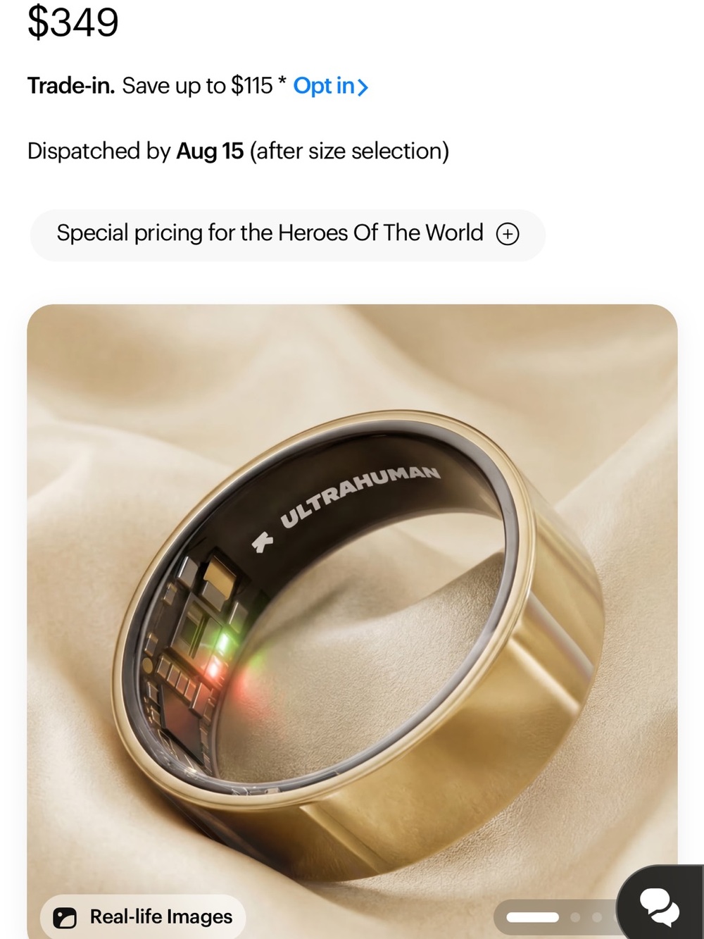 Ultrahuman Smart Ring — Gold Health & Activity Tracker